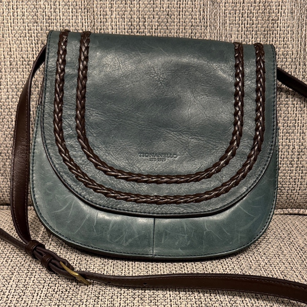 Vintage Tignanello Saddle Juniper and Brown Women's Bag